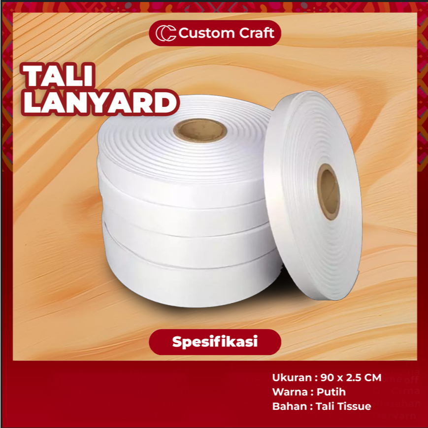 Tali Lanyard bahan tali tisu / bahan tali printing sublim / pita lanyard tisu 2 Cm bahan lanyard