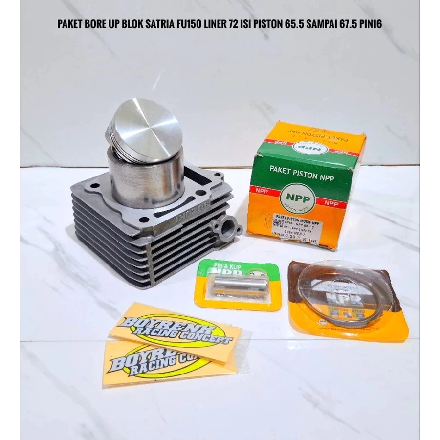 PAKET BORE UP CYLINDER BLOK SATRIA FU150 | SATRIA FU 150 KARBU LINER LUAR 72MM SET PISTON  65,5 66 6