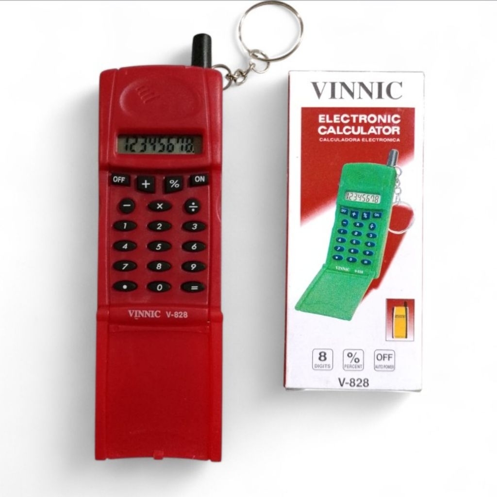 Kalkulator Mini Lipat Bentuk HP Jadul 8 Digits – Gantungan Kunci Portable Kecil Unik
