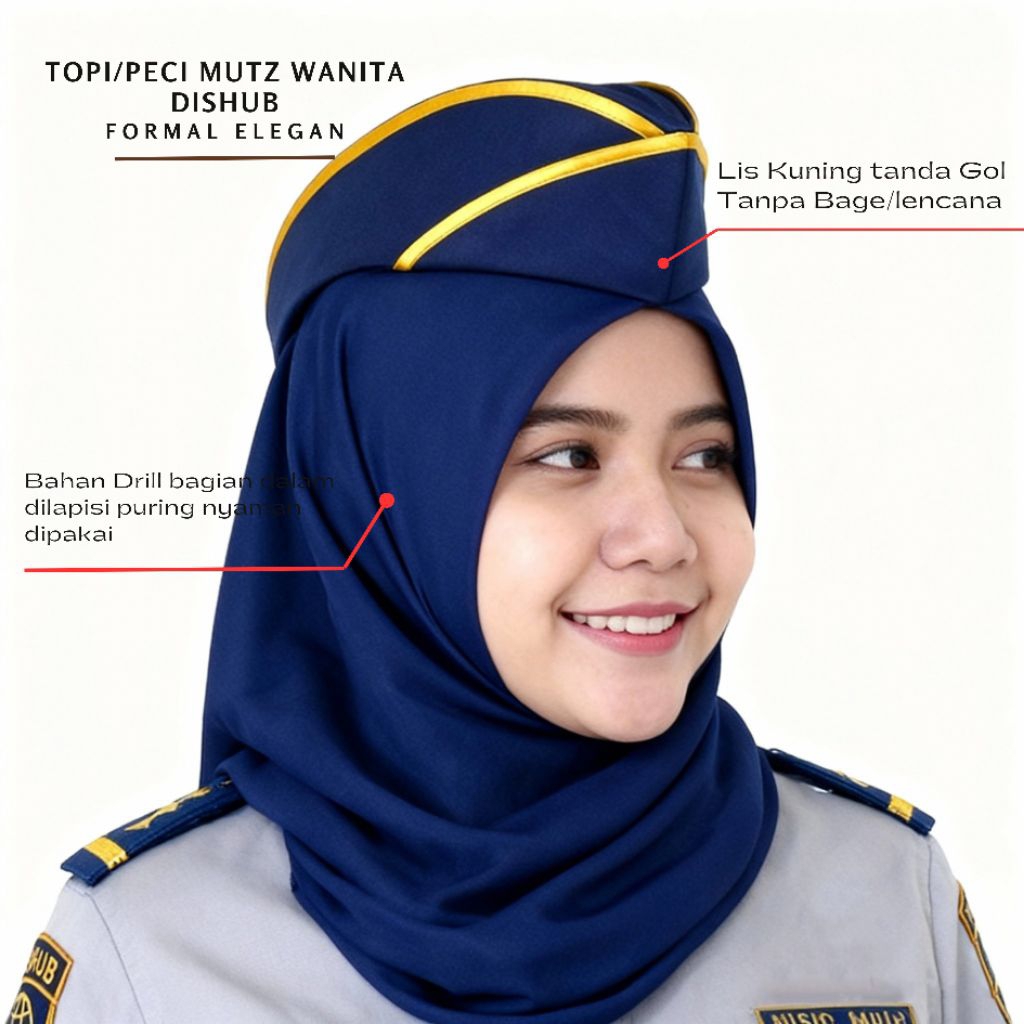 TOPI MUTZ DISHUB WANITA FORMAL ELEGAN