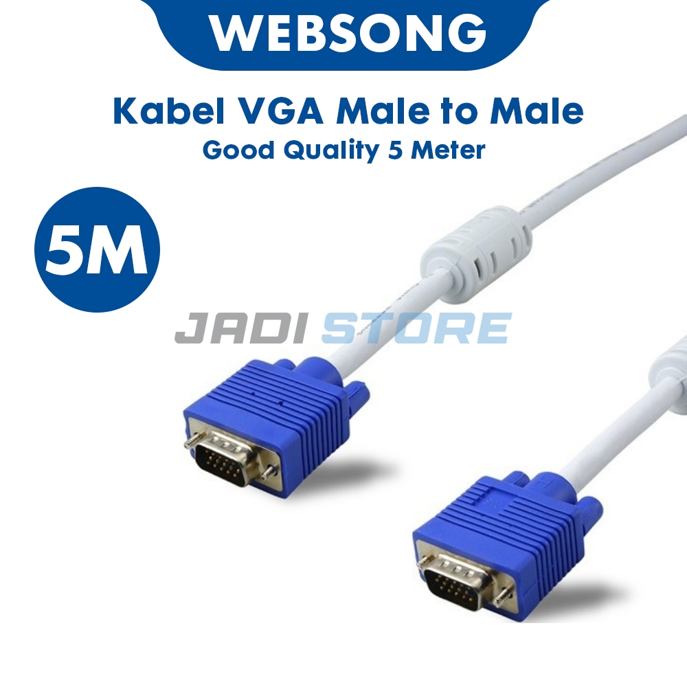 WEBSONG Kabel VGA Male to Male 1.8M 3M 5M 1.8 3 5 Meter High Quality Full HD Gold Plated Kabel Monit