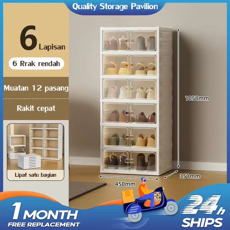 Lemari Sepatu Lipat Susun Plastik-Rak Sepatu Lipat Susun-Rak Sepatu Susun Tertutup-Rak Sepatu Susun 