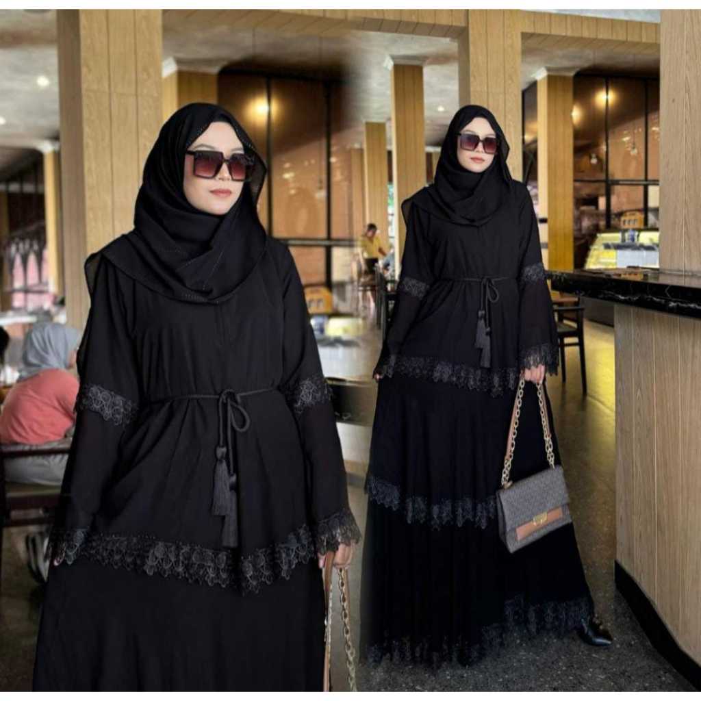 TERBARUU Abaya Gamis Hitam Syari Fashion Muslim Wanita Remaja Maxi Dress Saudi Arab Dubai Kanaya By 