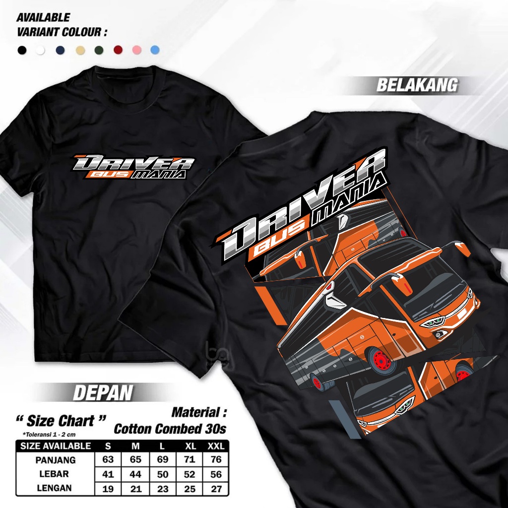 KAOS BUS MANIA COMMUNITY - DRIVER BUSMANIA  COTTON COMBED 30S
