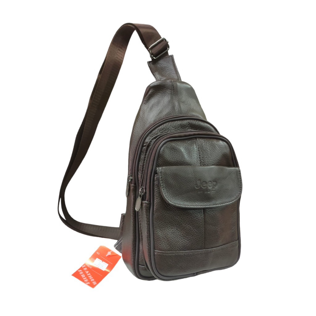 Tas selempang kulit pria slingbag kulit pria Jeep import