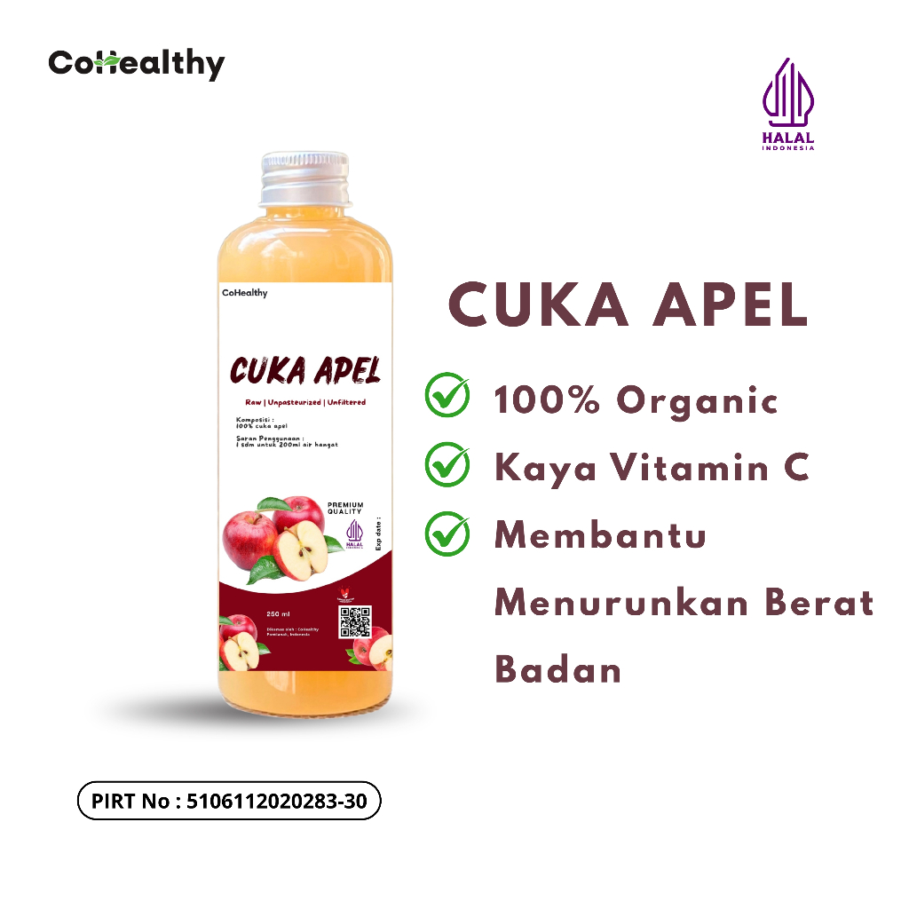 Cuka Apel Asli Minuman Diet Premium Pure Original 250ml