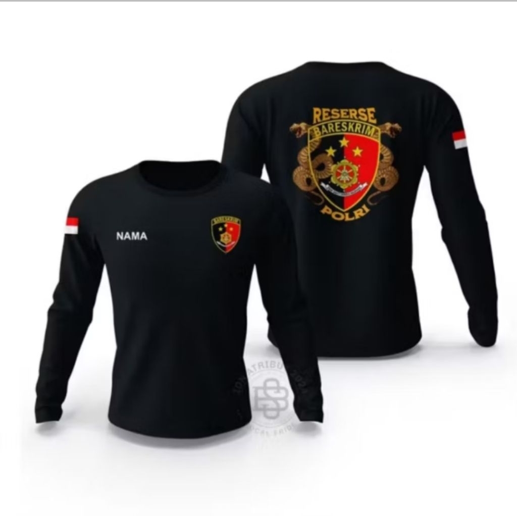 Kaos Lengan Panjang Reserse Reskrim Polri Desain Ular // Tshirt Bahan Katun Nyaman Dipakai