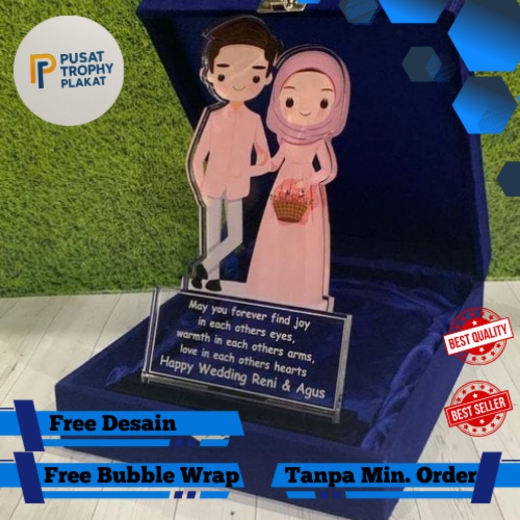 Plakat Akrilik Anniversary & Wedding • Hadiah Pernikahan Elegan Ucapan Selamat