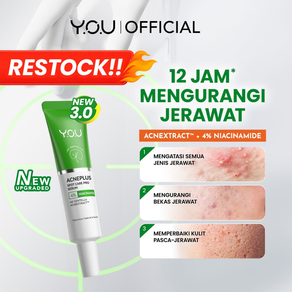 [RESTOCK] YOU AcnePlus Spot Care Pro Serum Obat Totol Jerawat B5 Barrier Moisturizer Gel Obat Bekas 