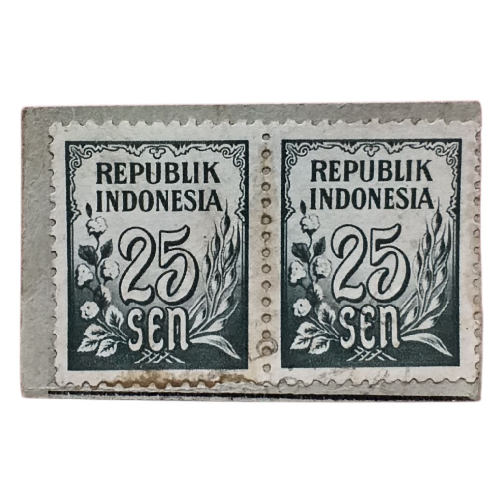 Prangko/Perangko 25 sen seri Padi dan kapas 1951