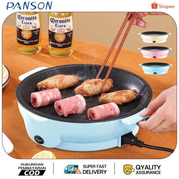 Welhome WPL 208 Panci Listrik 3in1 Serbaguna - Anti Lengket Frying Pan Multifungsi Alat Masak Rumah 
