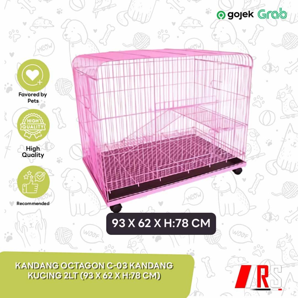 Octagon Kandang Kucing Anjing Tingkat 2 lantai