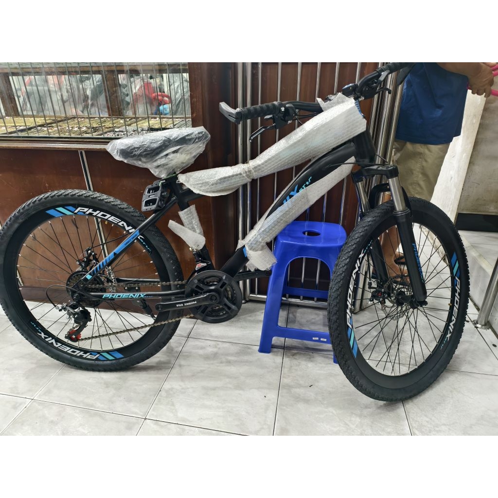 SEPEDA MTB 24 /26 PHOENIXSTAR FRAME TEBAL GARPU SHOCK OPERAN 7 SPEED