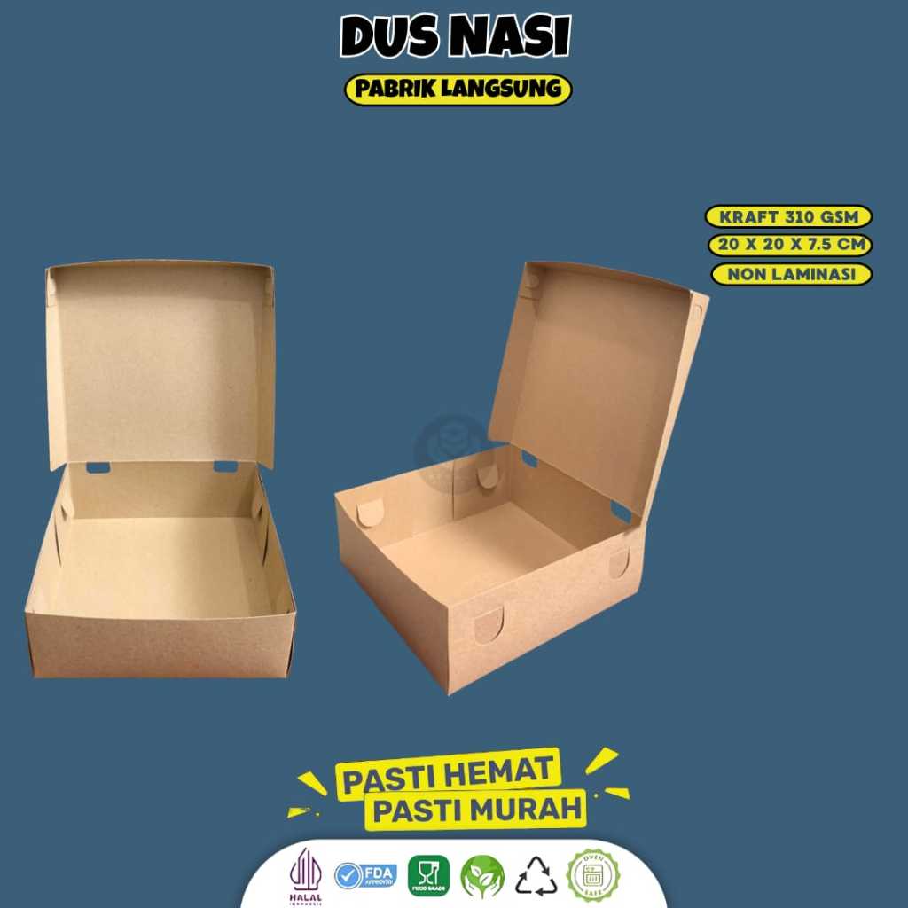Box Nasi 20x20 Box Catering Dus Nasi Dus 20x20  (B5K3-20X20X7.5 Cm)