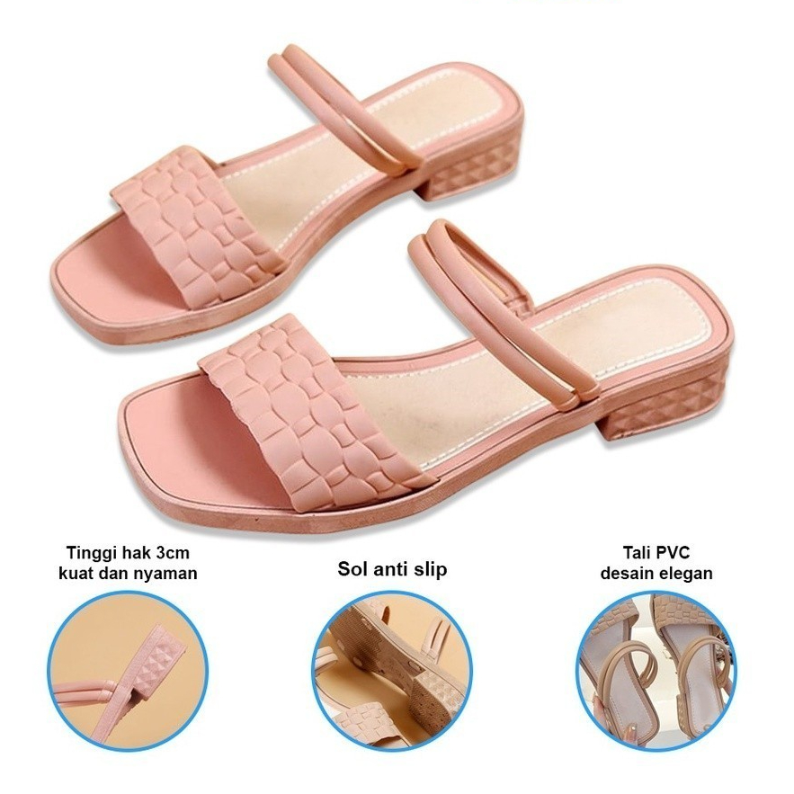 WEISON  - SANDAL SEPATU WEDGES WANITA SP41 MOTIF KULIT BUAYA SANDAL HEELS SLOP JELLY