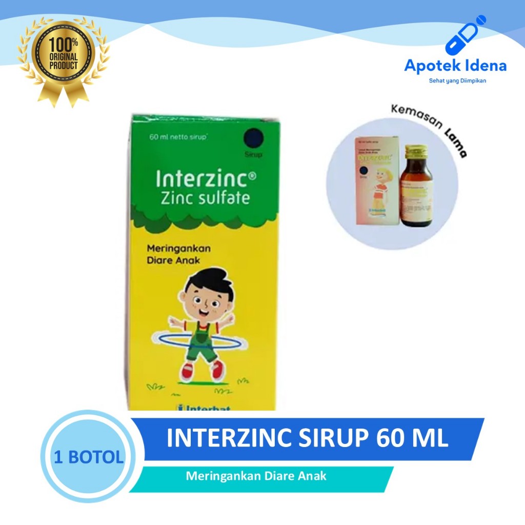 INTERZINC SIRUP 60 ML Suplemen Zinc untuk membantu mengatasi diare / mencret pada anak