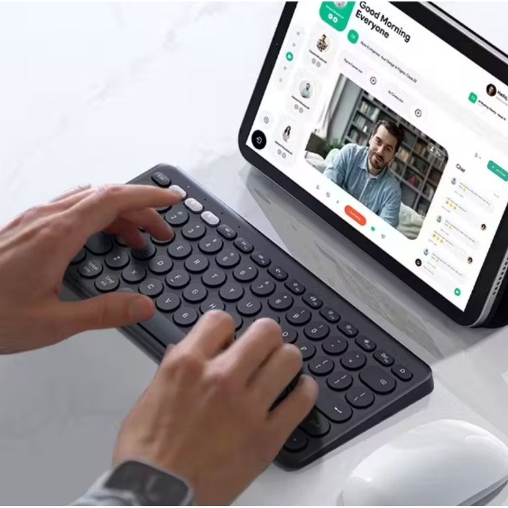 Robot KB40 Keyboard Wireless Bluetooth Multi-Device 3 Koneksi Android iPad Silent Keys - BLACK - BNO