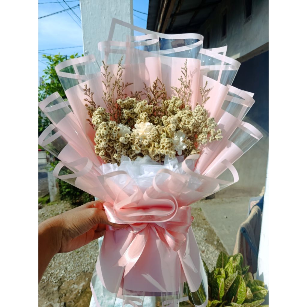 BUKET BUNGA EDELWEIS BESAR/BOUQUET BUNGA EDELWEIS /BUCKET BUNGA KERING/BUKET DRY FLOWER EDELWEIS/BOU