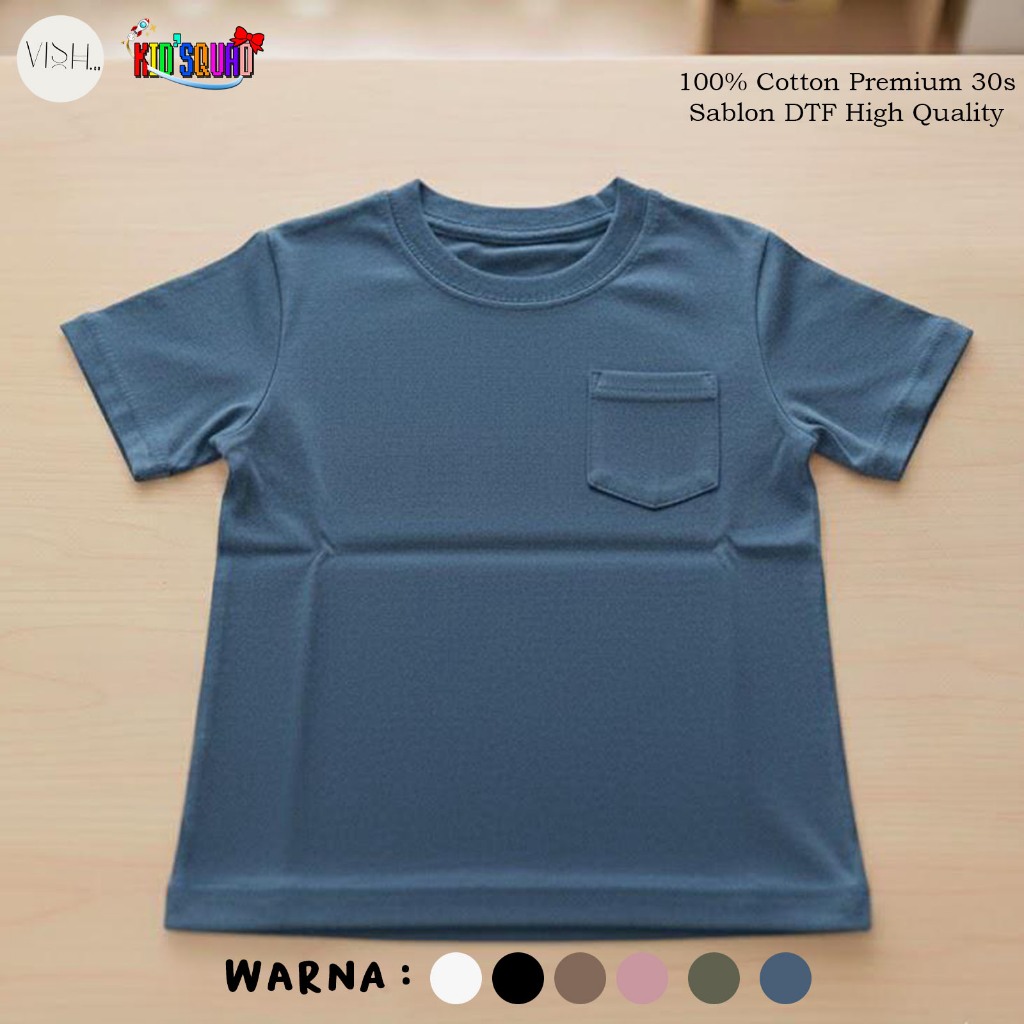 Kaos Polos Pocket Anak Usia 1-5 Tahun - Kaos Saku Anak - Kaos Pocket  Anak - Kaos Polos Anak Katun 3