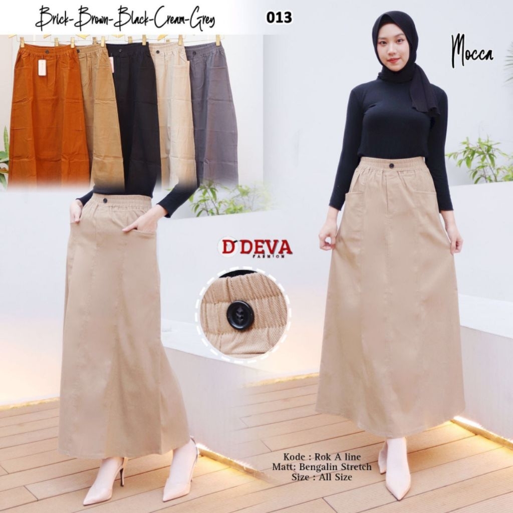 DEVA_ROK Polos A 013 Wanita Bahan Bengalin Katun Stretch Import
