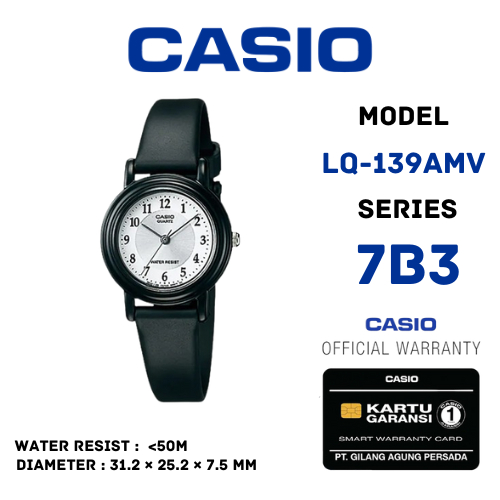 Casio General LQ-139AMV-7B3LDF / LQ-139AMV-7B3 / LQ-139AMV Jam Tangan Wanita Analog Karet Original