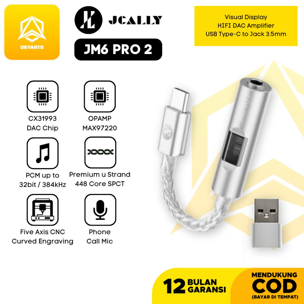 JCALLY JM6PRO2 / JM6 PRO 2 CX31993 Portable Dongle Adapter USB DAC / AMP Type C to Jack 3.5mm