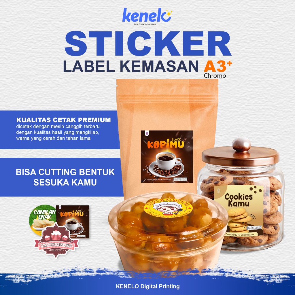Stiker Chromo Custom Logo Usaha | Label Makanan Minuman Cutting Kisscut Free Design