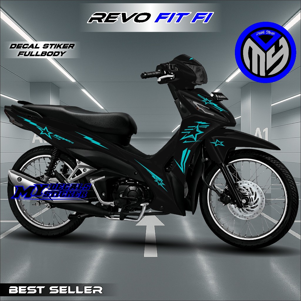 Sticker Decal Revo FIT FI Fullbody Hitam simple - Stiker Variasi Striping Revo Fit Injeksi Full Body
