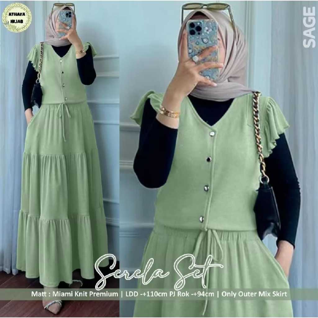 TERBARU SETELAN OUTER POLOS MANDA SET ROK OUTER RIB KNIT IMPORT PREMIUM SET WANITA DEWASA JUMBO