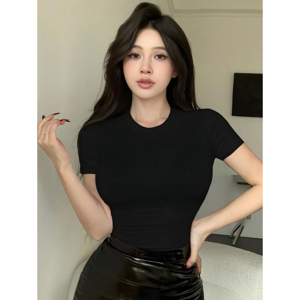 CROP TOP Baju Wanita Crop Top Korea Crop Tee Crop top polos wanita - basic crop street- kaos crop to