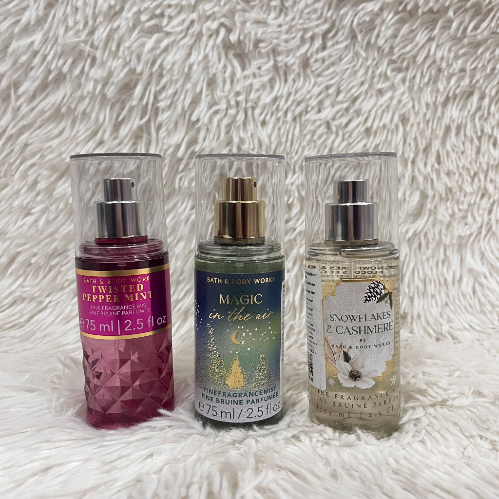 SALE BBW Bath and Body Works Body Mist Parfum Fragrance Travel Size 75 ml Twisted Peppermint / Snowf