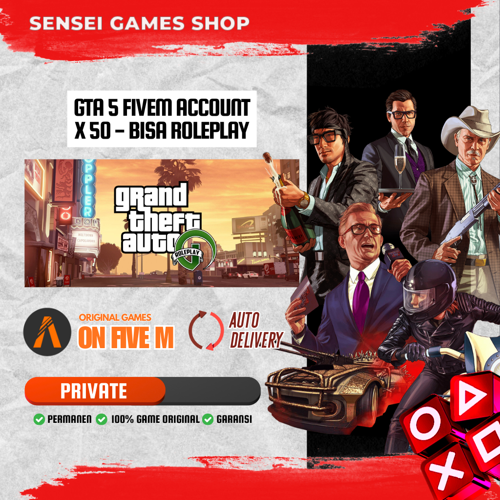 [BONUS GAME STEAM] x50 / x 10 GTA 5 FiveM Account Social Club FIVEM ONLY / GTA 5 Roleplay / (AUTO DE