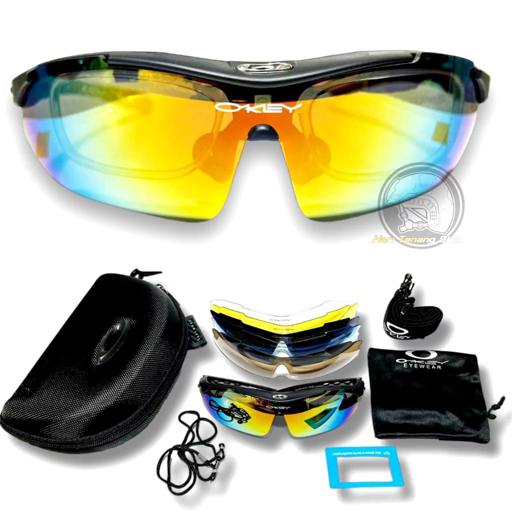 Kaca mata tactical outdoor berpetualng pengendara motor kaca mata oakley fulset 6 lensa polarized