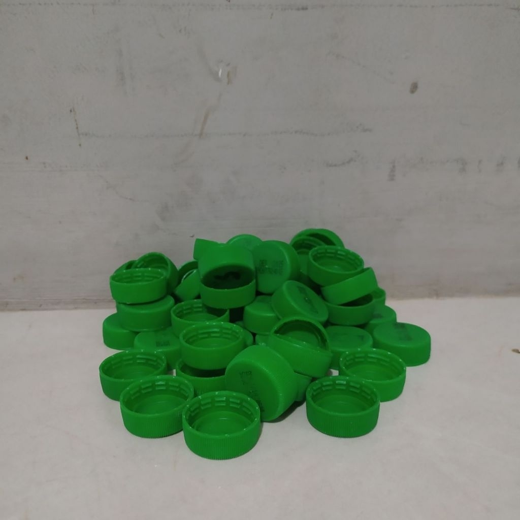 50pcs Tutup Botol Plastik Warna Hijau Polos Bekas Bersih