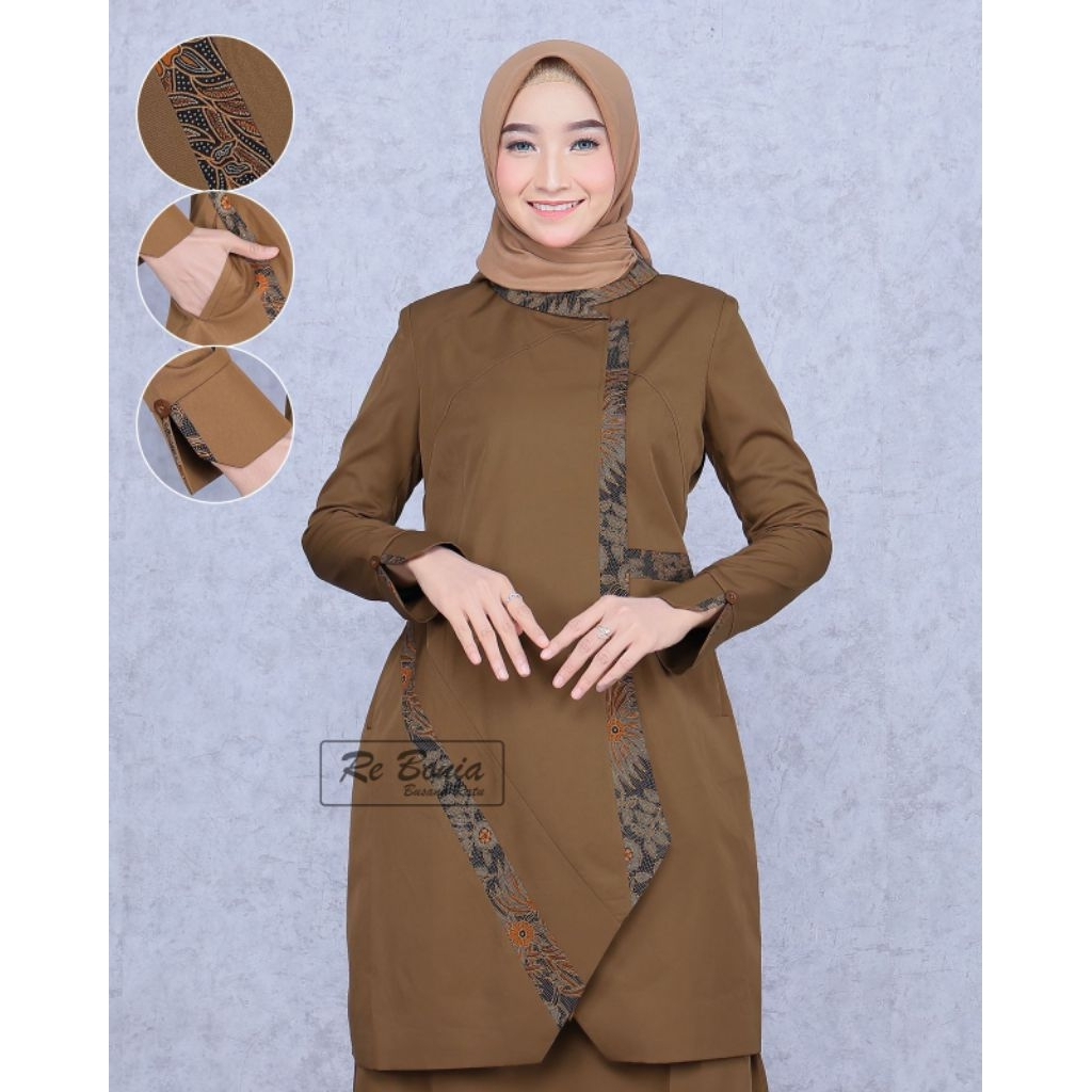 Setelan Tunik lis batik Pemda Tua Setelan Rok A Baju Kerja PNS
