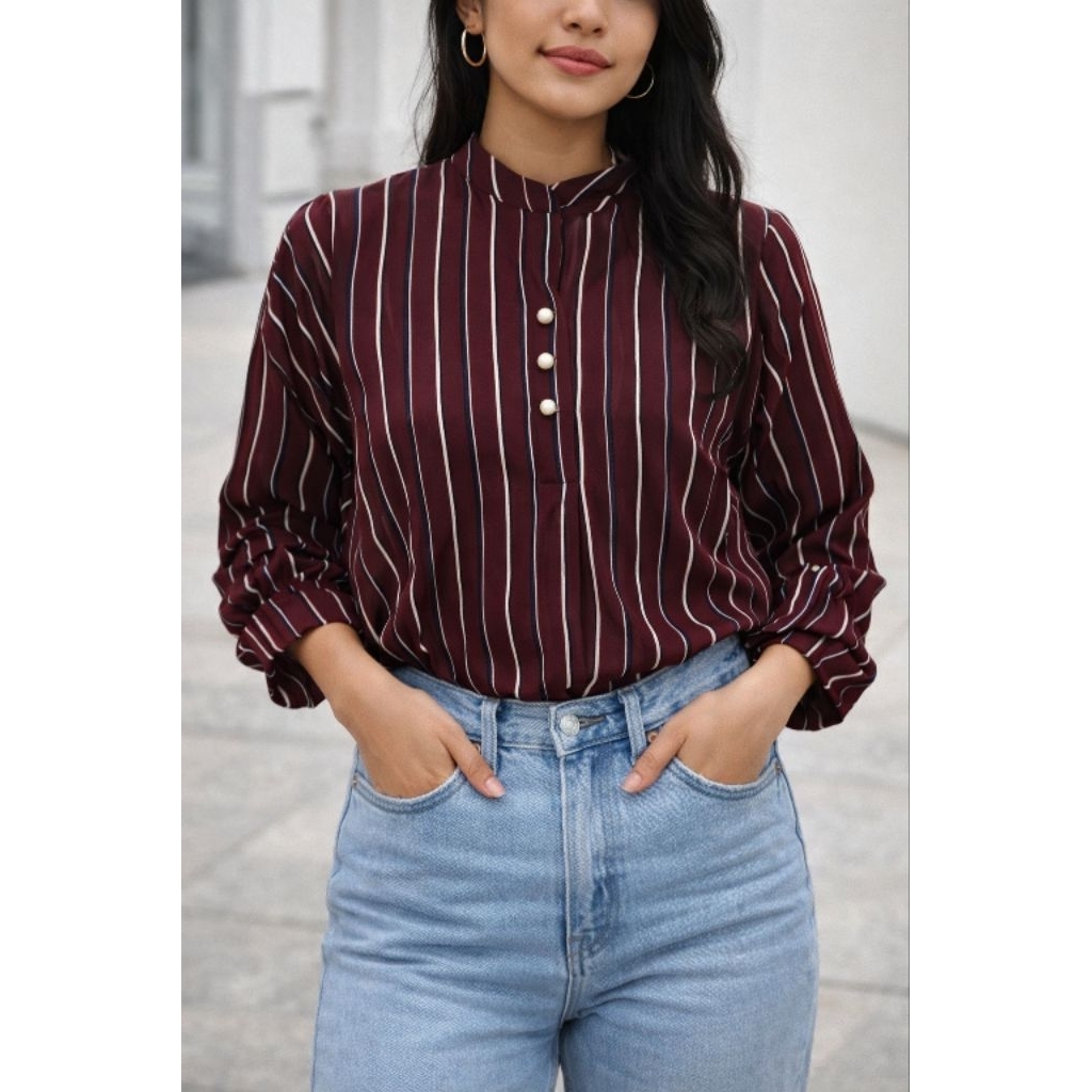 Kemeja Wanita Crinkle Rayon Nyaman Dipakai Seharian