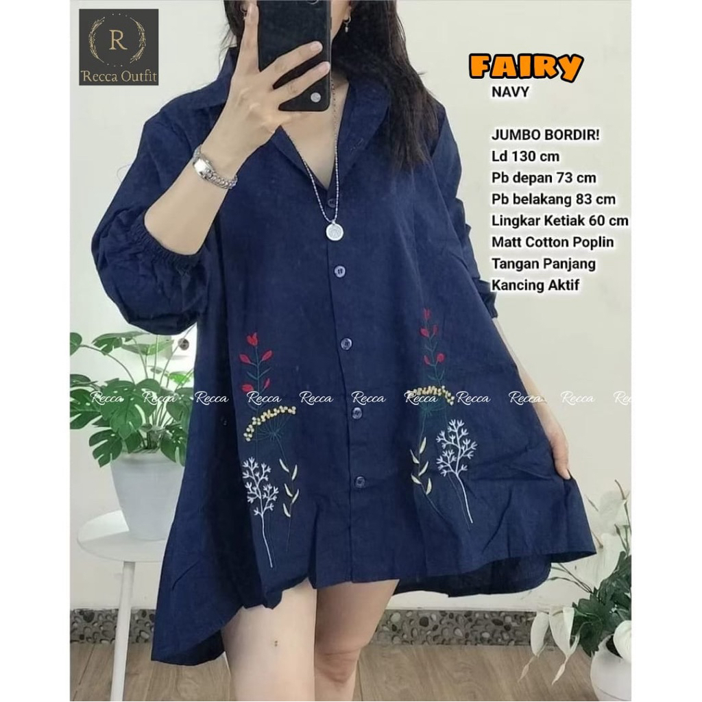 FAIRY BLOUSE JUMBO BORDIR KATUN POPLIN IMPORT FIT TO XXXL LD 130 BEST SELLER