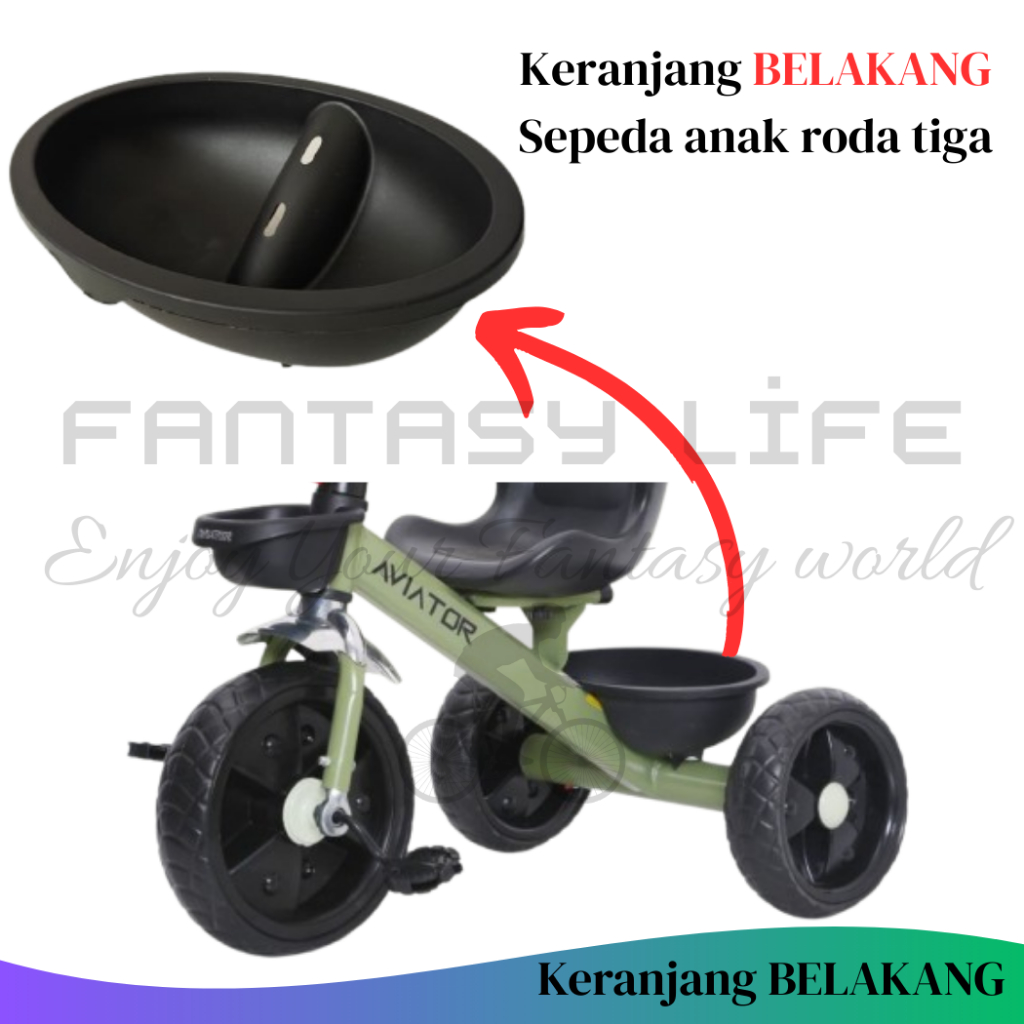 Fantasy Keranjang belakang sepeda anak roda tiga model oval sepeda trycle R3 Aviator