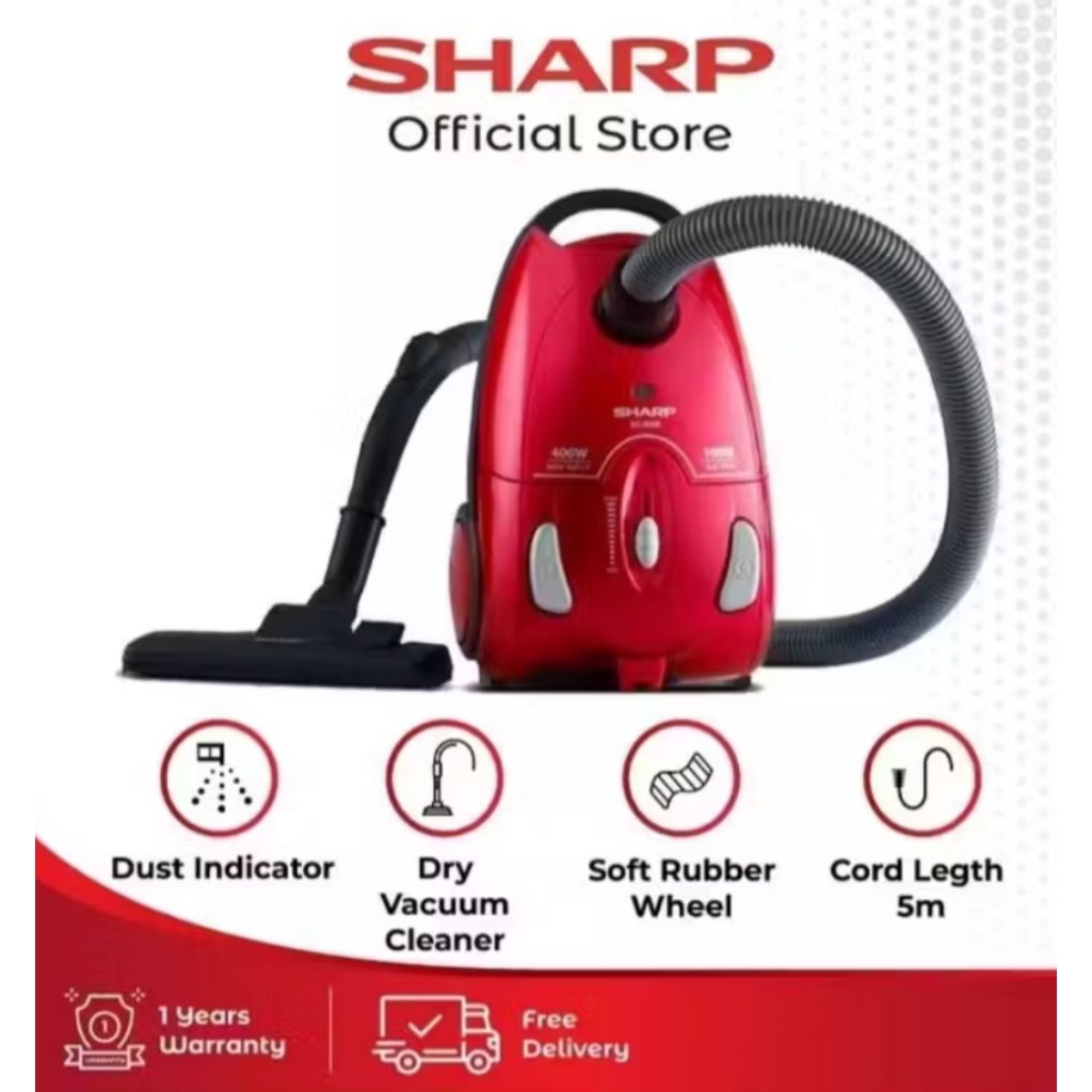 vacuum cleaner sharp ec8305 dry vacum dust indicator sharp bagged canister vakum kabel 5 meter 400 w