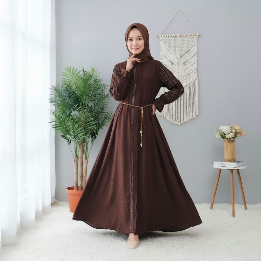 Gamis Abaya Remaja 15–20 Tahun Premium Elegan Adem Set Hijab Pashmina Muslimah