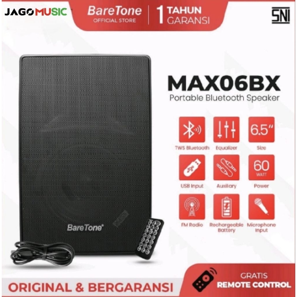 Baretone Speaker Portable MAX06BX Speaker Bluetooth 6inch Speaker Baretone MAX06BX