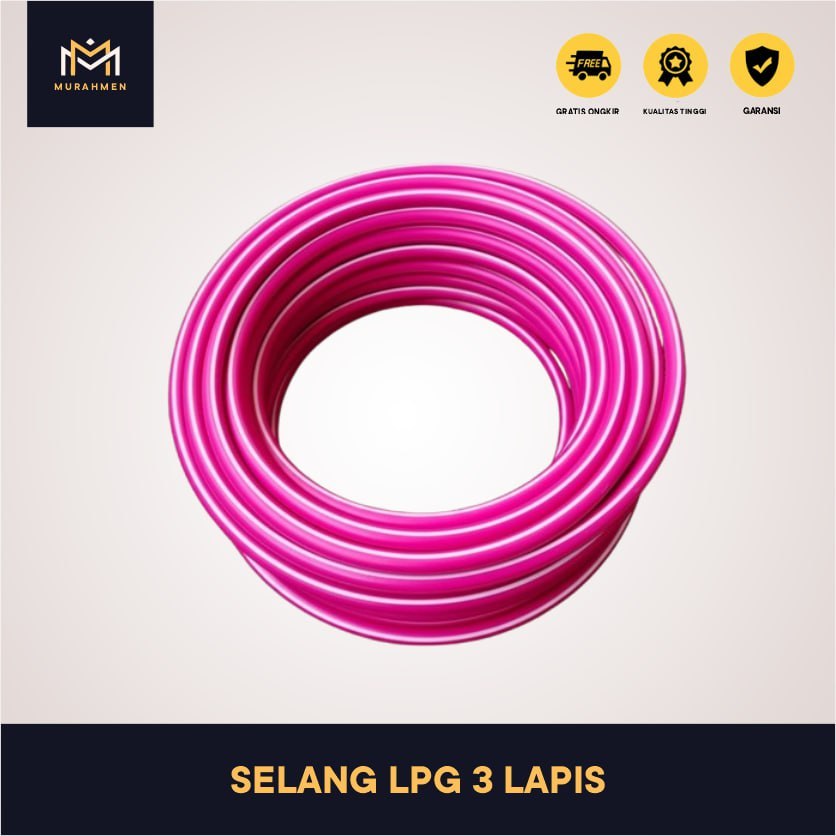 Selang Kompor Gas LPG 3 Lapis Original SNI | Anti Bocor & Anti Meledak | Panjang 1–5 Meter