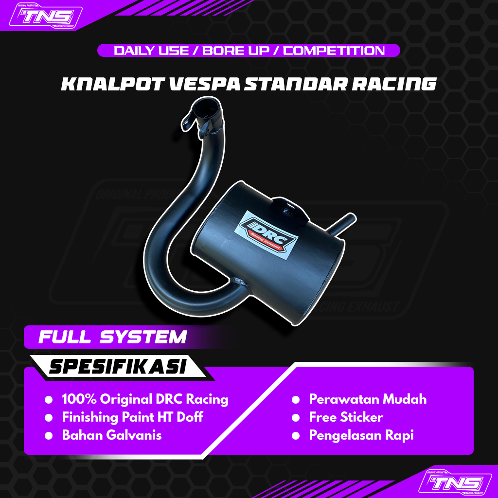 knalpot vespa standar racing DRC