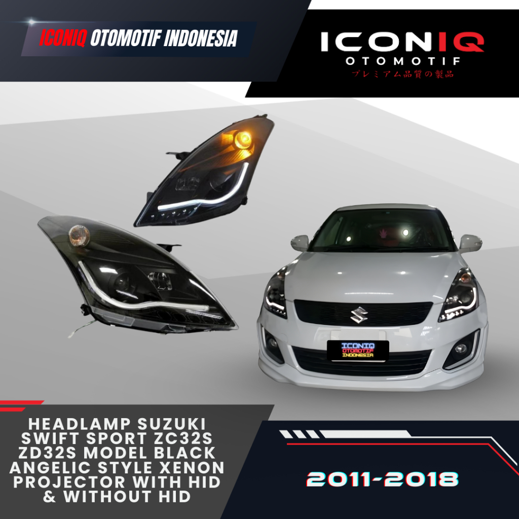HEADLAMP SUZUKI SWIFT SPORT ZC32S ZD32S 2011-2018 MODEL BLACK ANGELIC STYLE XENON PROJECTOR