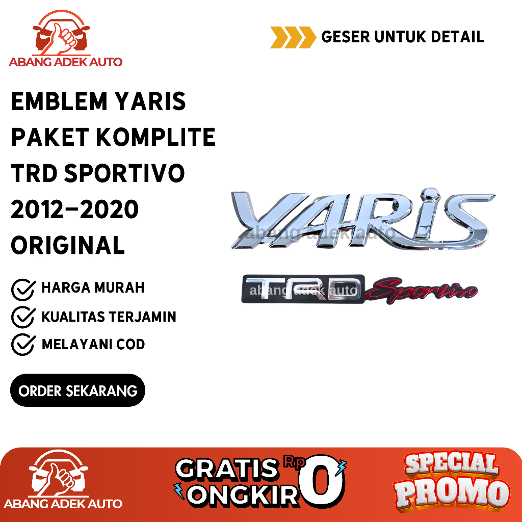 Emblem Yaris Paket Komplite TRD Sportivo 2012-2020 Original