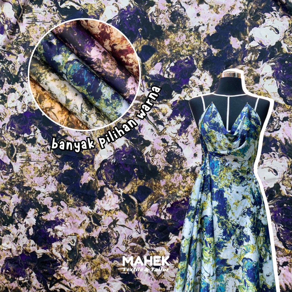 Silly Armani Motif Abstrak / Satin Motif Silk Motif / Armani Silk Motif Abstrak / Bahan Jatuh Lembut