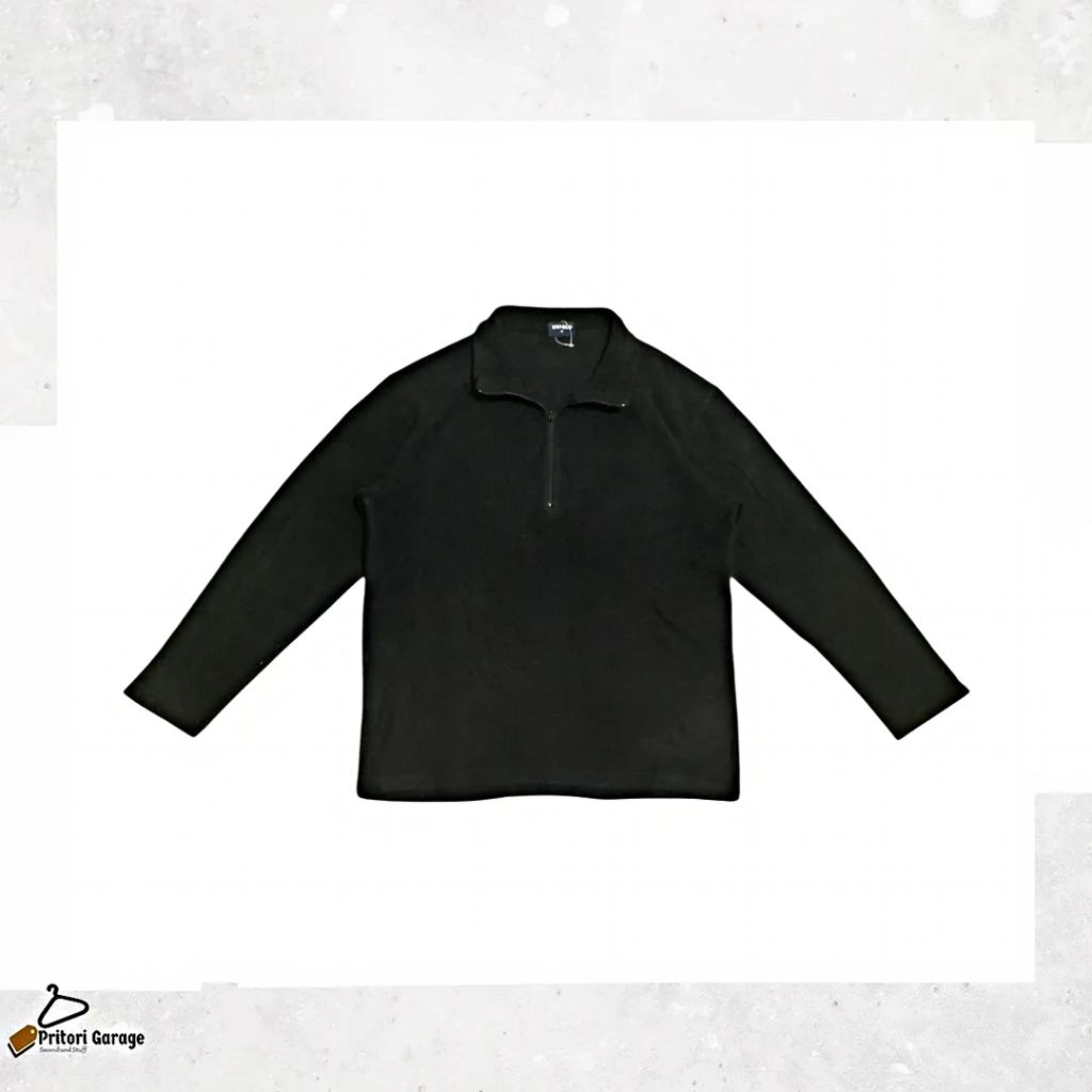 Long Sleeve Half Zip Fleece Wool Sherpa Polos Uniqlo Black Colour Vintage M
