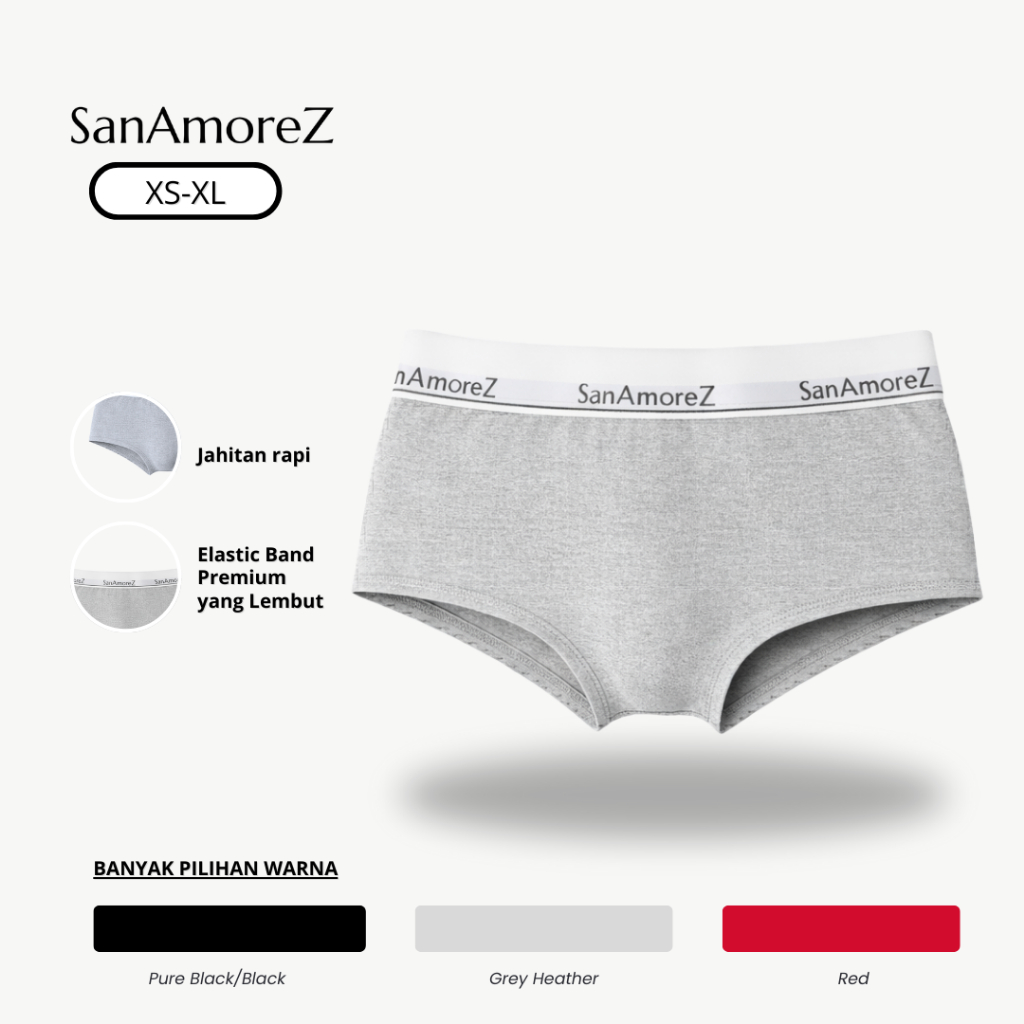 SanAmoreZ | Women Boyshorts Panty / Celana Dalam Wanita - Cotton | Size XS - XL | Mid Waist | Lily B