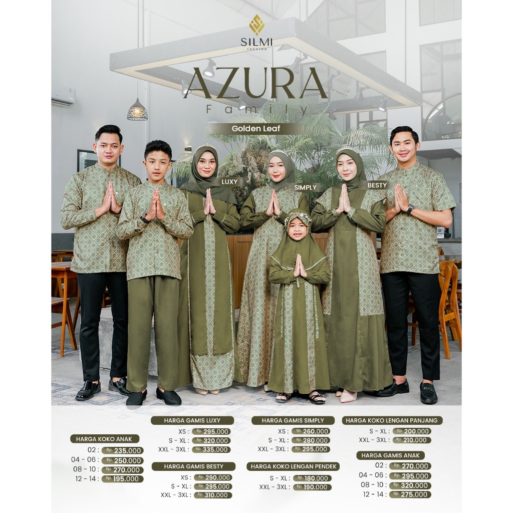 SARIMBIT SILMI TERBARU 2026 AZURA FAMILY GOLDEN LEAF BY SILMI FASHION - BAJU BUSANA MUSLIIM SERAGAM 