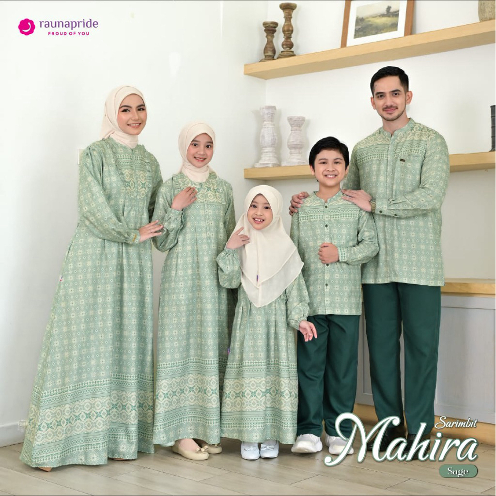 RAUNA MAHIRA SERIES SAGE Family Set Sarimbit Keluarga 2026 Gamis Koko